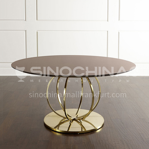 BJ-M108 American light luxury solid wood dining table, simple post-modern style dining table and chair combination stainless steel round dining table
